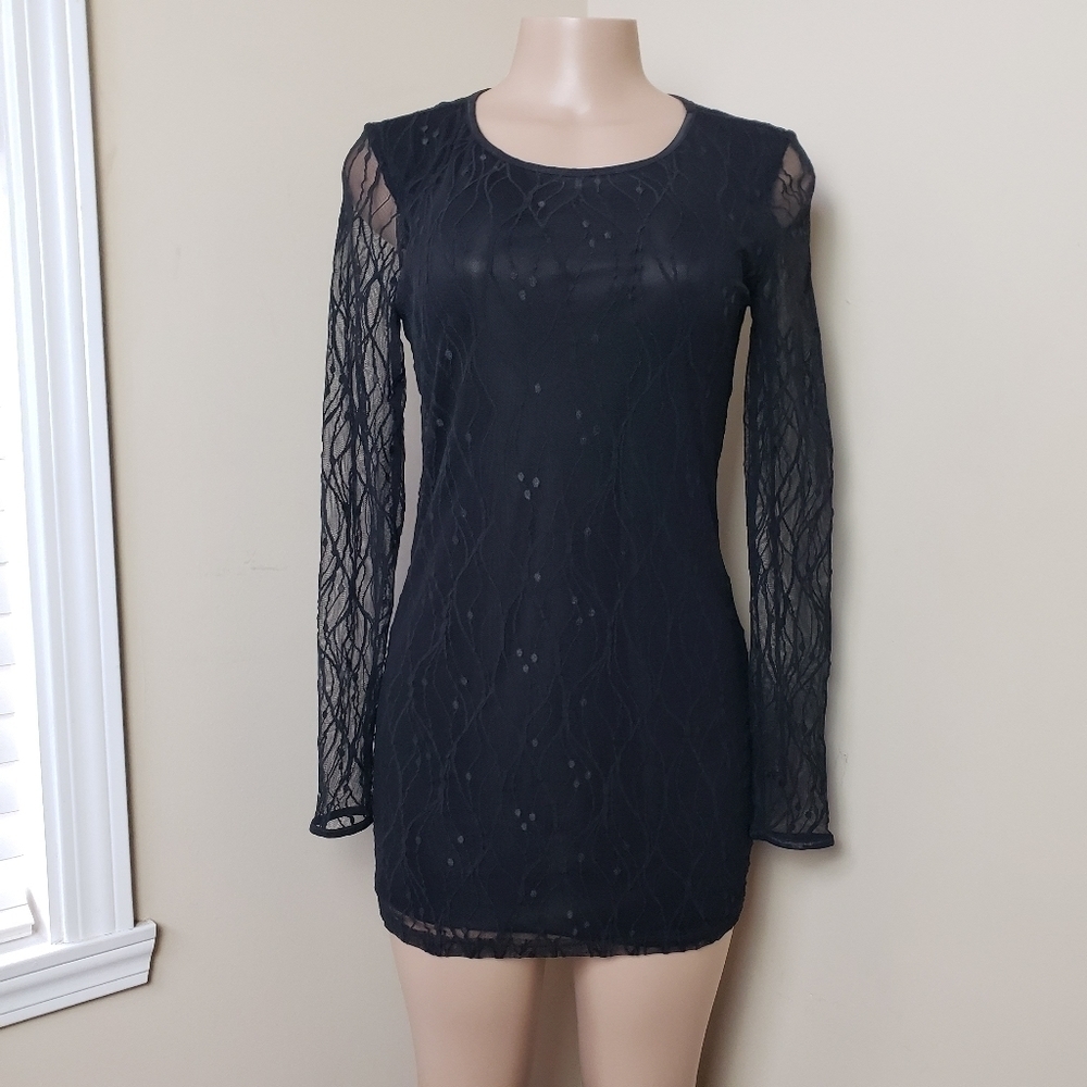 BISOU BISOU Black Lace Mini Dress
